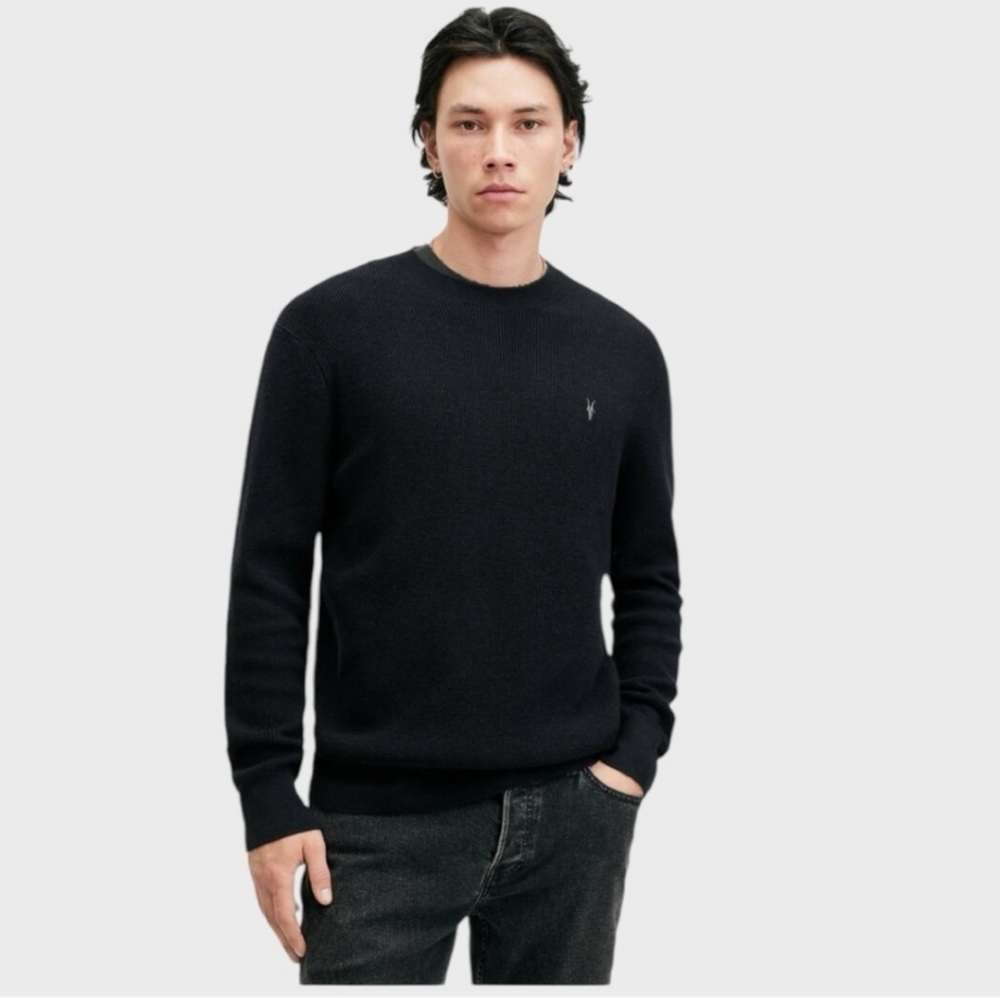 All Saints Black Long Sleeve Men's Light Sweater. - Picture 4 of 12